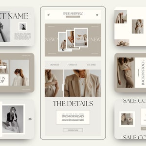 Modelos de marketing por e-mail Canva, modelo de boletim informativo moderno e minimalista, design de lista de discussão de marketing para Mailchimp Klaviyo, campanhas por e-mail