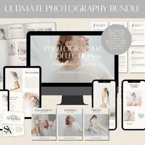 Pacote de fotografia CANVA Ultimate, guias pré-escritos de belas artes de luxo, modelos de e-mail, cartão de visita, história IG, contratos, questionário