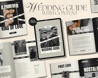 CANVA Modern Wedding Photography Client Guide with Content, Pre-written Welcome Guide, Editable Elopement Editorial Magazine Template Copy