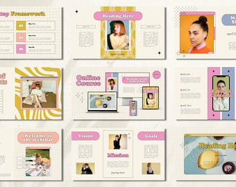 CANVA Business Life Coach Masterclass Template, Webinar Presentation, Online Course Creation Slide Deck, Boho Retro Colorful, Company Slides