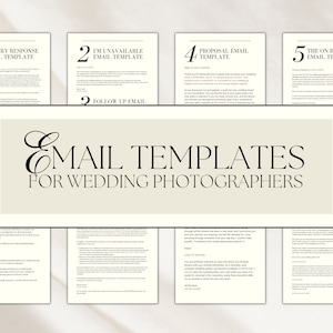 Wedding Photographer Email Templates, Inquiry Response, Photography Workflow, Editable Email Responses, Pre-written Text, Email Marketing