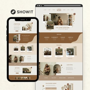 Showit Website Template for Wedding Photographer, Modern Editorial Minimalist Website Design, Photography Website, Showit Landing Sales Page