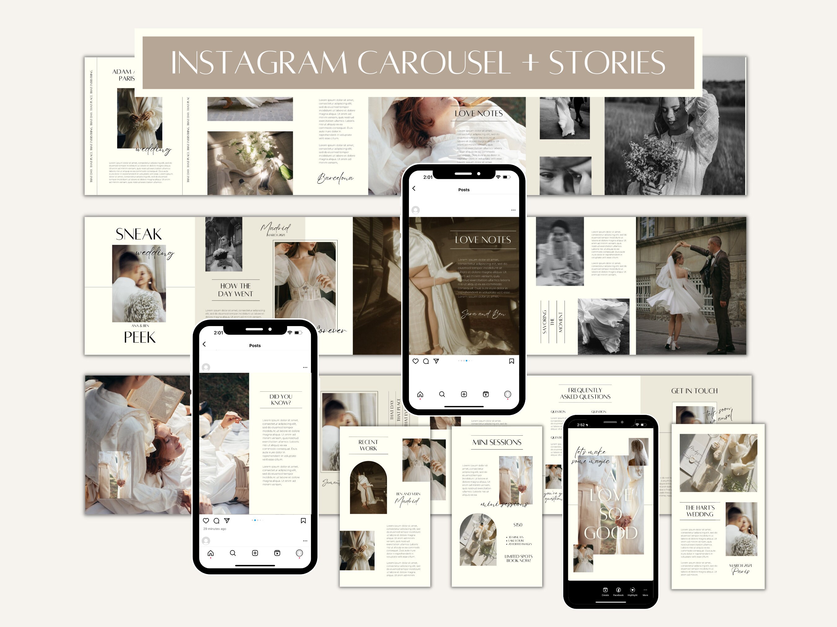 CANVA Modern Instagram Bundle Pack for Photographer, IG Post Carousel ...