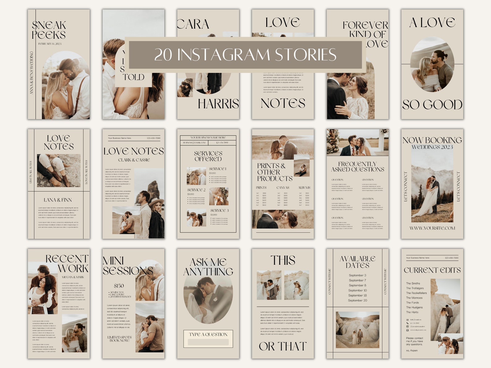 CANVA Modern Instagram Bundle Pack for Photographer, IG Post Carousel ...