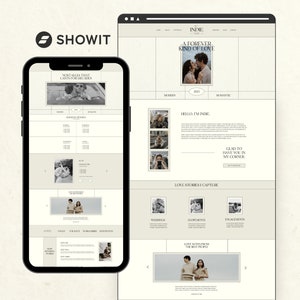 Showit Website Template for Wedding Photographer, Modern Editorial Minimalist Website Design, Photography Website, Showit Landing Sales Page