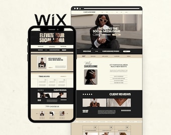 Wix Website Template for Social Media Manager Agency Small Businesses, Modern Editorial Design, Creative Wix Templates, Black Wix Web Design