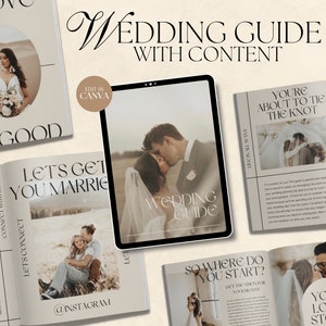CANVA Modern Wedding Photography Client Guide with Content, Pre-written Welcome Guide, Editable Elopement Magazine Template with Copy