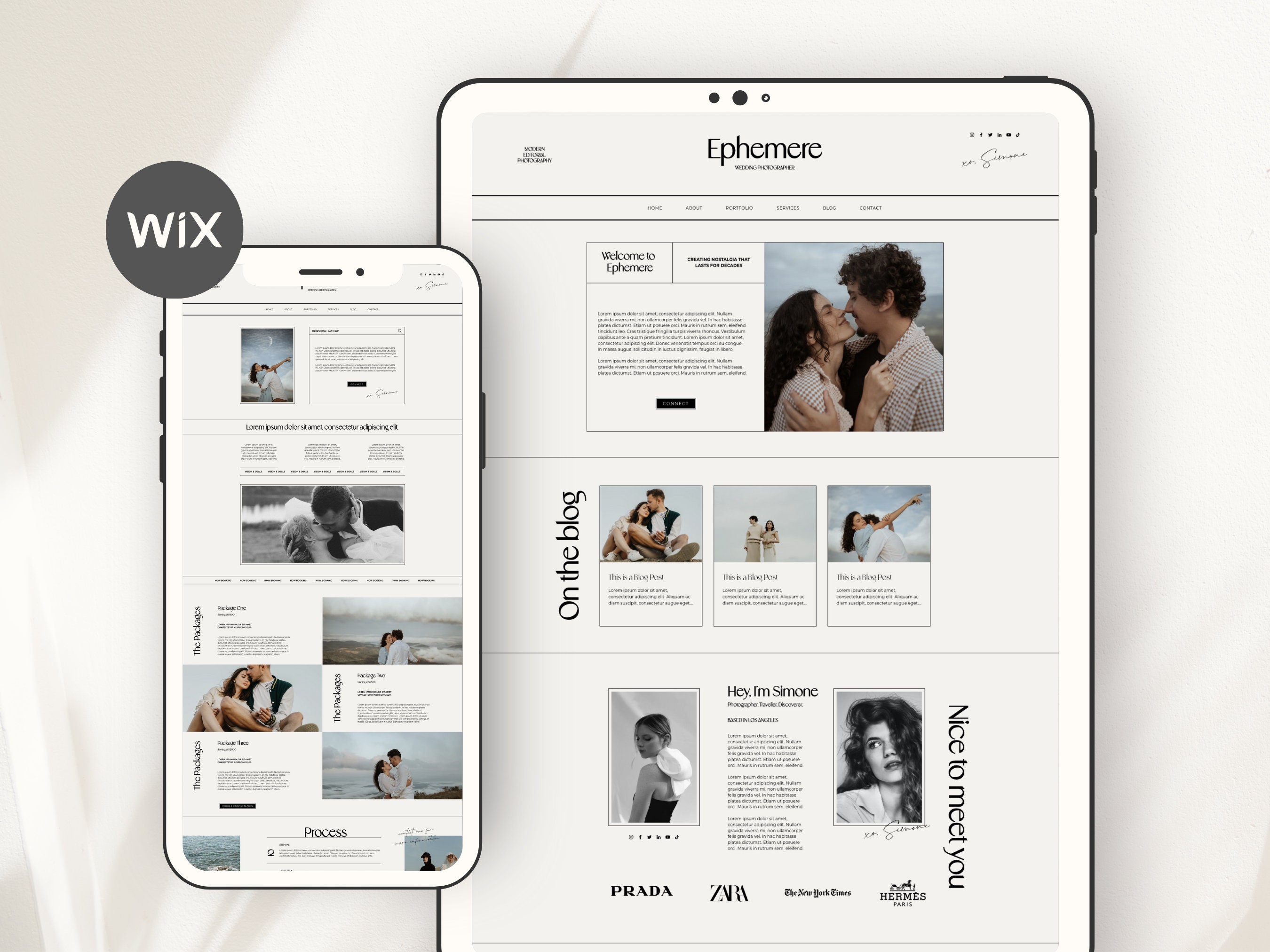 Wix Website Template for Wedding Photographer, Modern Editorial Website ...