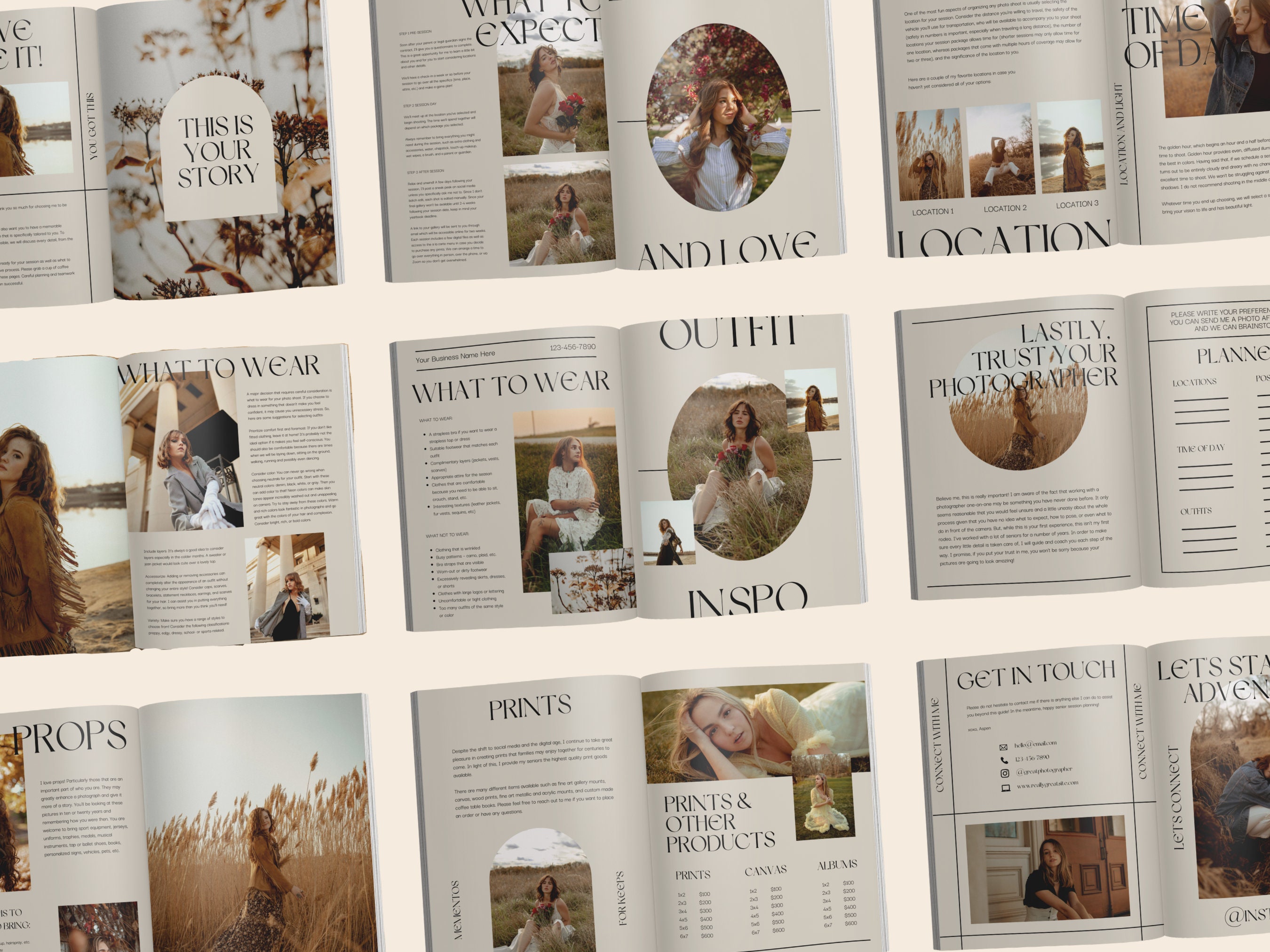 CANVA Modern Senior Session Guide With Content, Pre-written Welcome ...