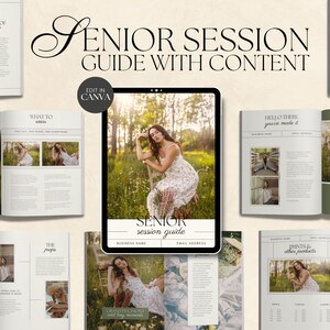 CANVA Modern Senior Session Guide with Content, Pre-written Welcome Guide, Editable Photography Guide with Copy, Magazine Template