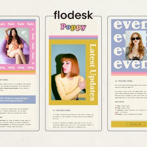 Flodesk Email Marketing Templates, Colorful Retro Newsletter Template, Marketing Mailing List Design, Email Campaigns, Sales Welcome Email