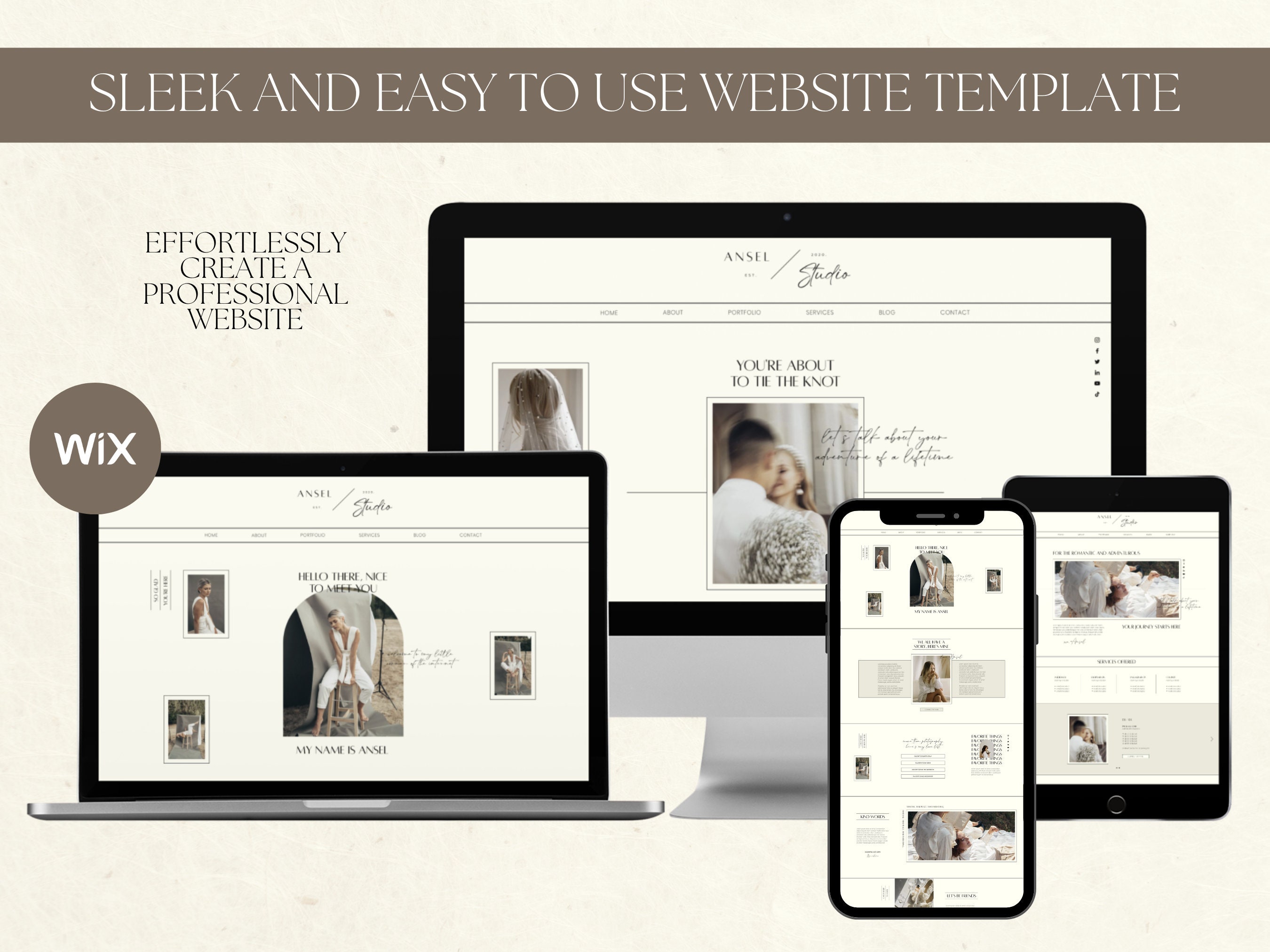 Wix Website Template for Wedding Photographer, Modern Editorial Website ...