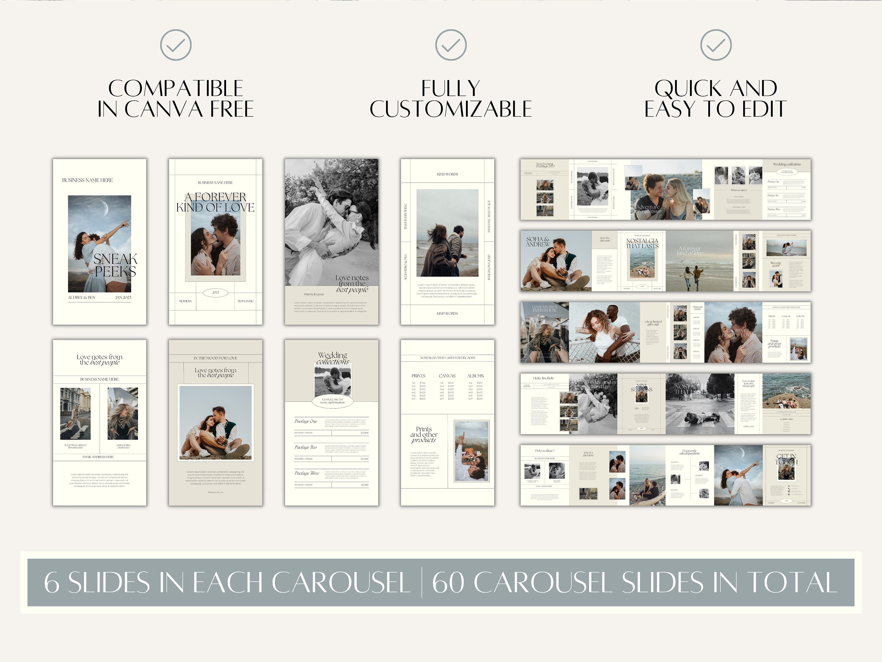 CANVA Modern Instagram Bundle Pack for Photographer, IG Post Carousel ...