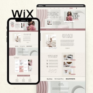 Wix Website Template for Life Coach Influencer Blogger Small Businesses, Pink Modern Boho Website Design, Creative Wix Templates, Web Design
