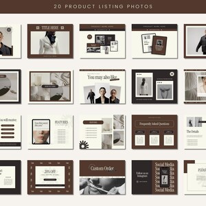 K&ouml;nnte beinhalten: Eine Sammlung von 20 Produkt-Listungsfotos f&uuml;r einen Online-Shop. Die Fotos zeigen eine Vielzahl von Produkten, darunter Kleidung, Accessoires und Haushaltswaren. Die Fotos sind alle in einem minimalistischen Stil mit einer neutralen Farbpalette gehalten. Die Fotos sind in einem Rasterformat angeordnet und enthalten Text&uuml;berlagerungen mit Informationen &uuml;ber die Produkte.