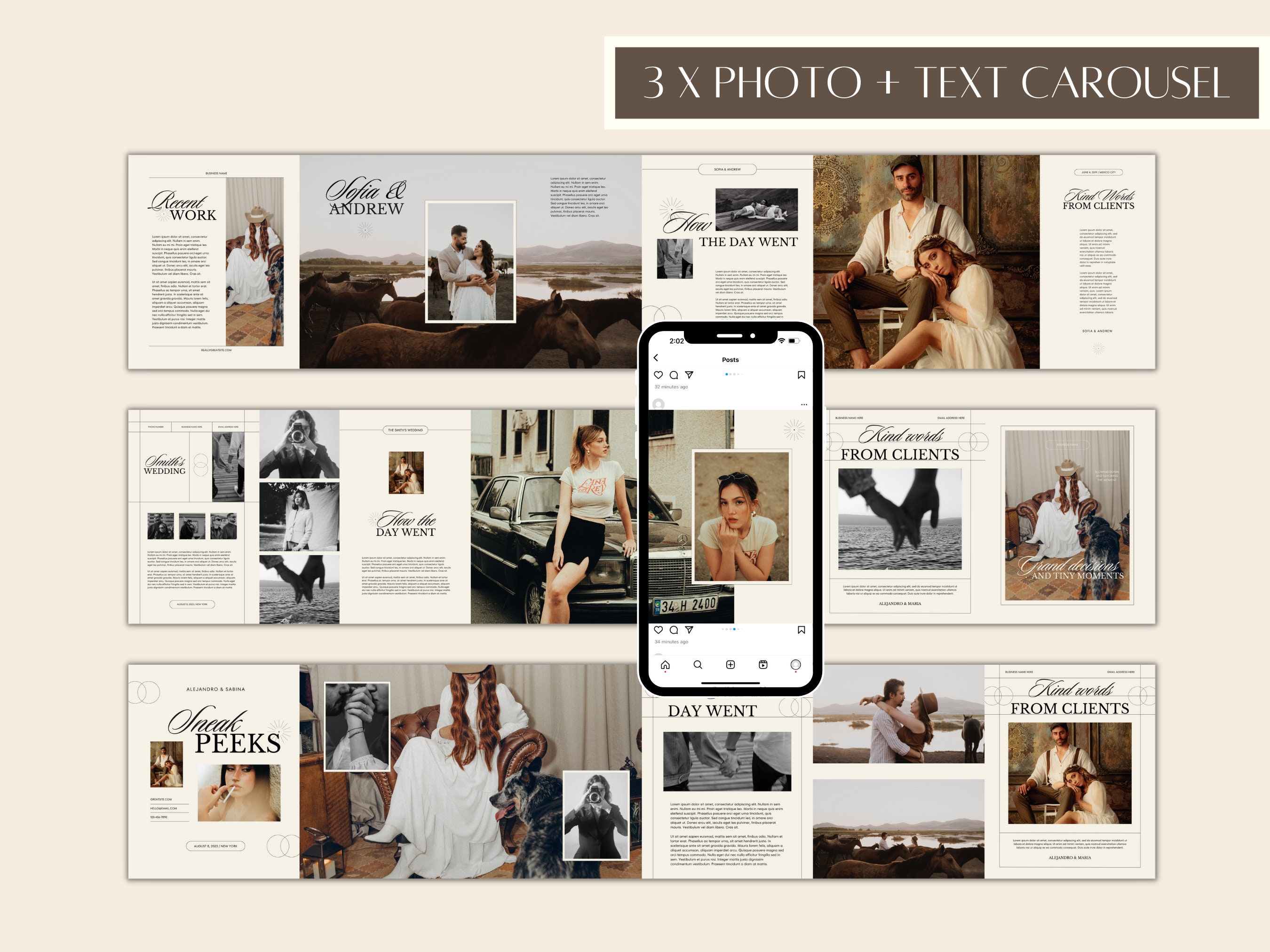 CANVA Modern Instagram Bundle Pack for Photographer, IG Post Carousel ...