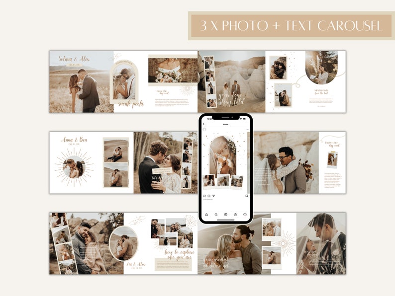 CANVA Boho Instagram Post Carousel, Editable IG Templates Photographers ...