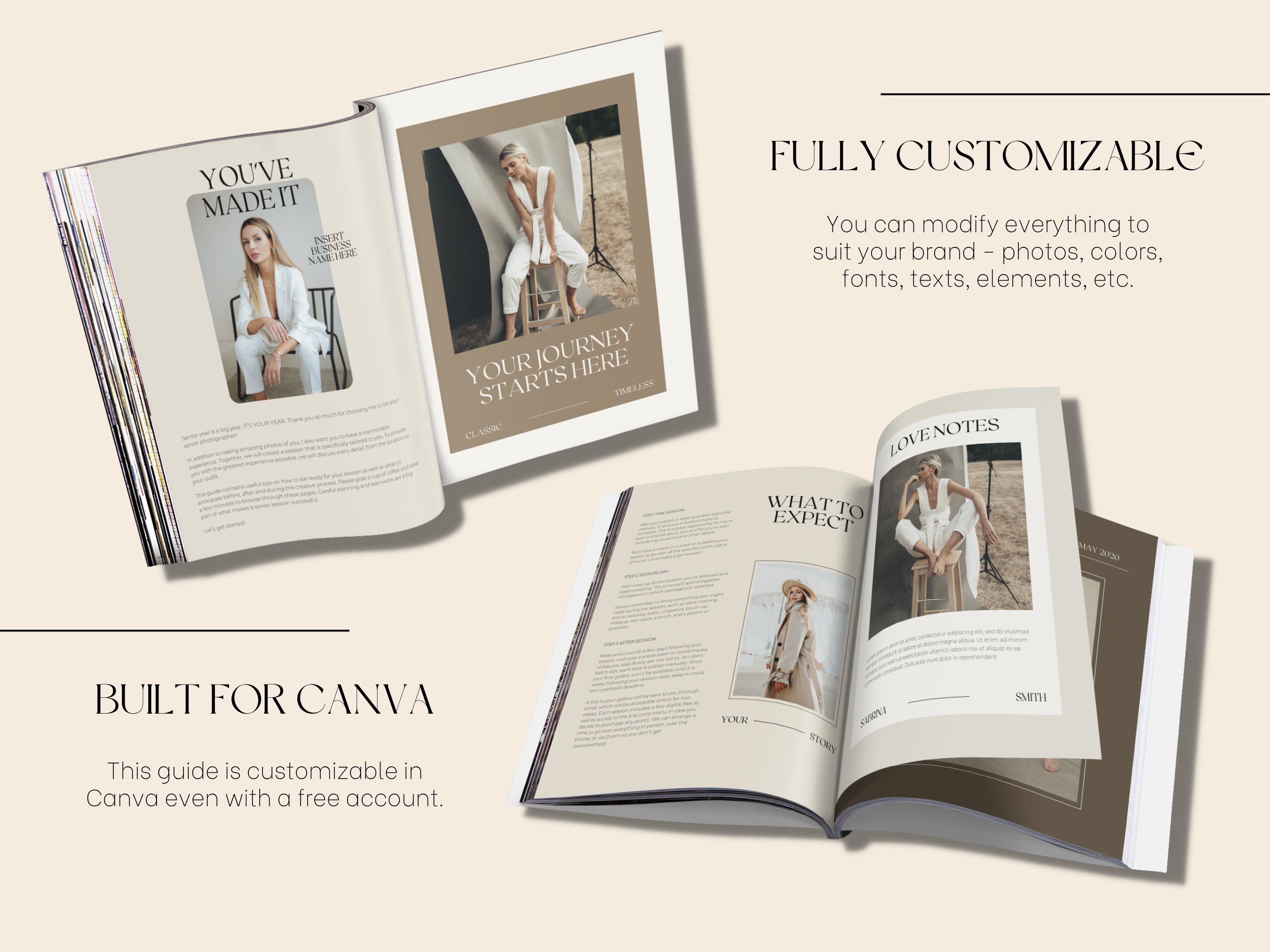 CANVA Modern Senior Session Guide With Content, Pre-written Welcome ...