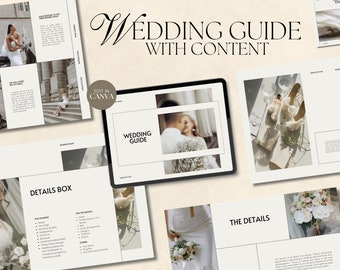 CANVA Modern Wedding Photography Client Guide with Content, Pre-written Welcome Guide, Editable Elopement Magazine Template with Copy