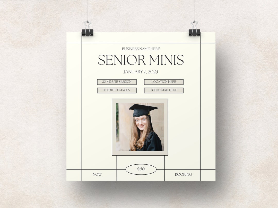Senior Mini Session Template Canva, Modern Design, Senior Photographer ...