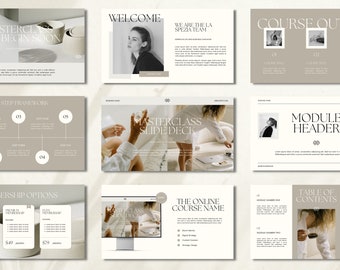 CANVA Business Life Coach Masterclass Template, Webinar Presentation, Online Course Creation Slide Deck, Modern Minimalist, Company Slides