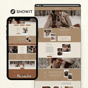 Showit Website Template for Wedding Photographer, Modern Editorial Minimalist Website Design, Photography Website, Showit Landing Sales Page