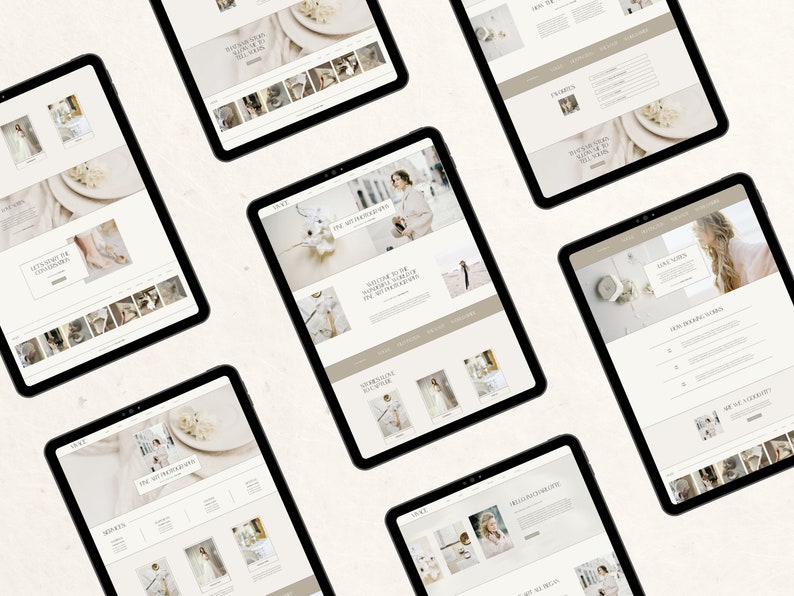 K&ouml;nnte beinhalten: Eine Website f&uuml;r einen Hochzeitsfotografen mit Bildern von Br&auml;uten und Hochzeitsdetails. Die Website enth&auml;lt Informationen &uuml;ber die Leistungen des Fotografen, die Preise und die Kontaktinformationen.