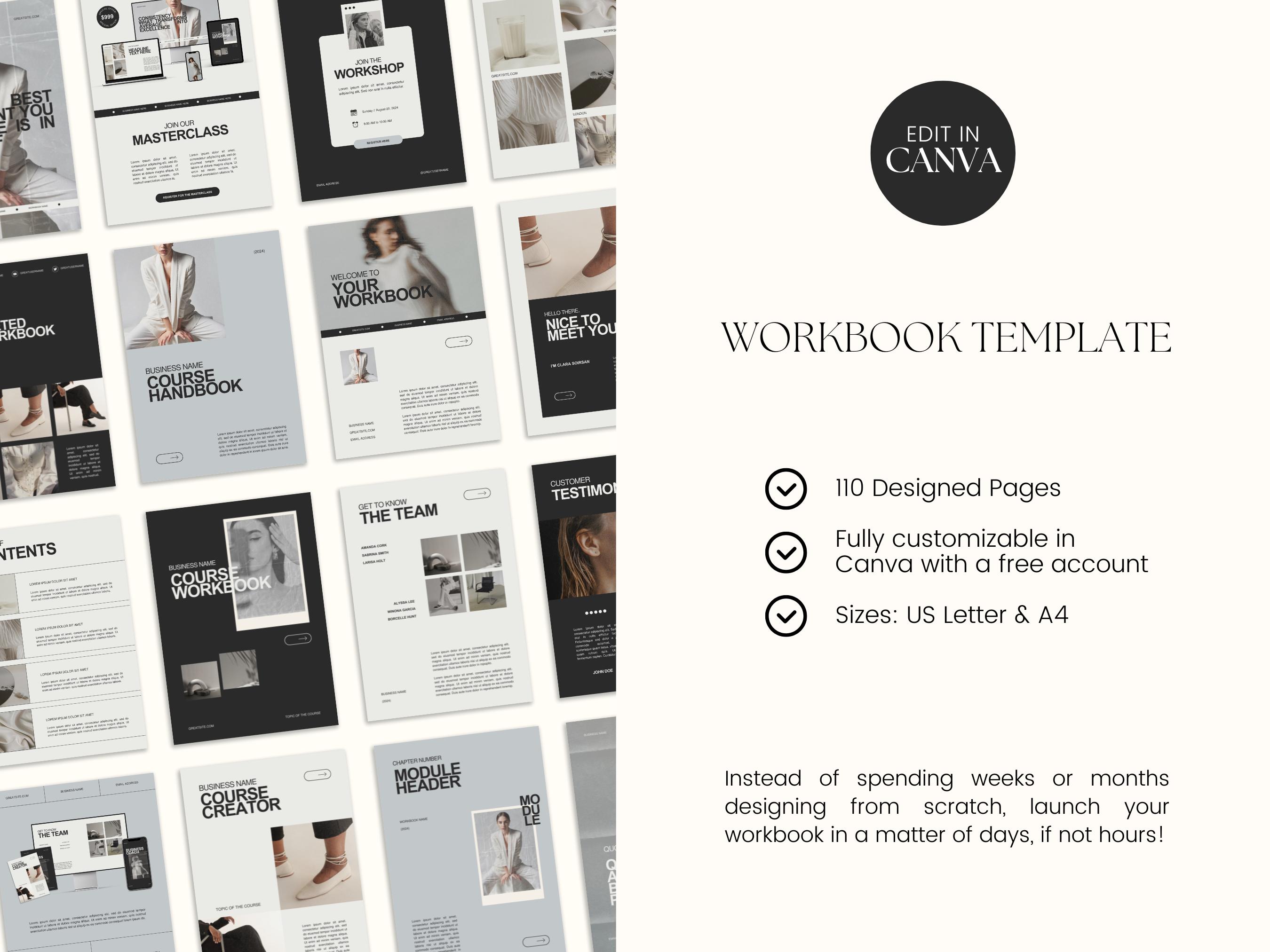 Canva Workbook Template for Coaches & Course Creators, Coaching Tools ...