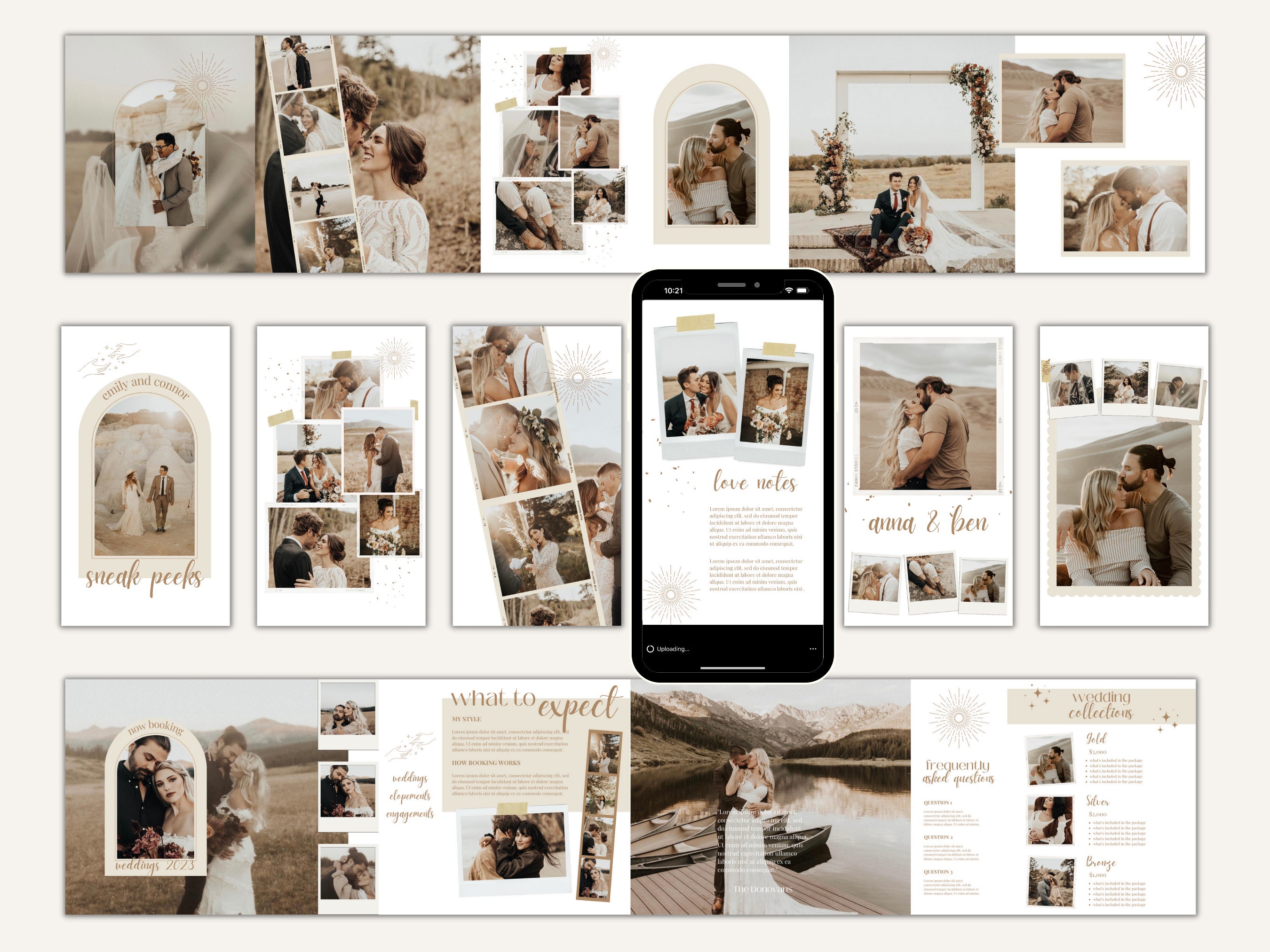 CANVA Boho Instagram Bundle Pack for Photographers, IG Post Carousel ...