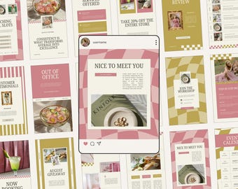 Canva Retro Colorful Instagram Stories Posts Bundle, Editable Templates, Small Business IG Pack Branding, Social Media Marketing Templates