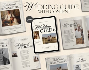 CANVA Modern Aesthetic Wedding Photography Client Guide with Content, Pre-written Welcome Guide, Editable Elopement Magazine Template Copy