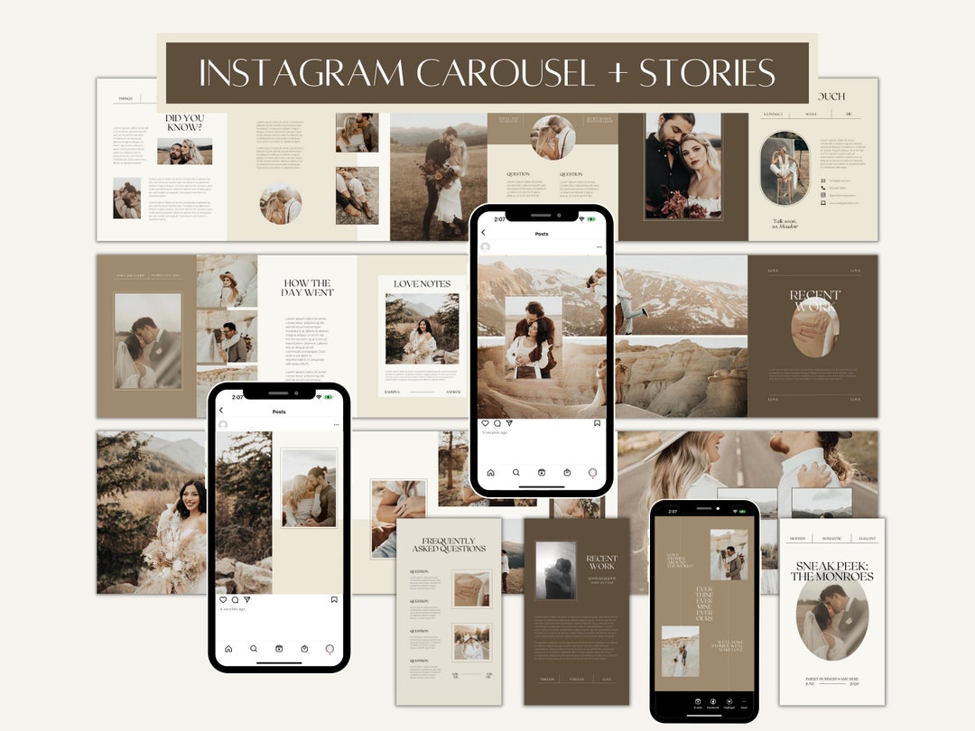 CANVA Modern Instagram Bundle Pack for Photographer, IG Post Carousel ...