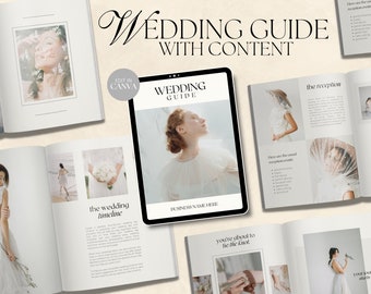 CANVA Modern Luxury Fine Art Wedding Photography Client Guide with Content, Pre-written Welcome Guide, Editable Elopement Magazine Template