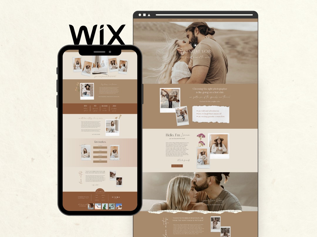 Wix Website Template for Wedding Photographer, Boho Website Design ...