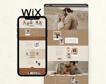 Wix Website Template for Wedding Photographer, Boho Website Design, Photography Website, Creative Wix Templates, Wix Web Design