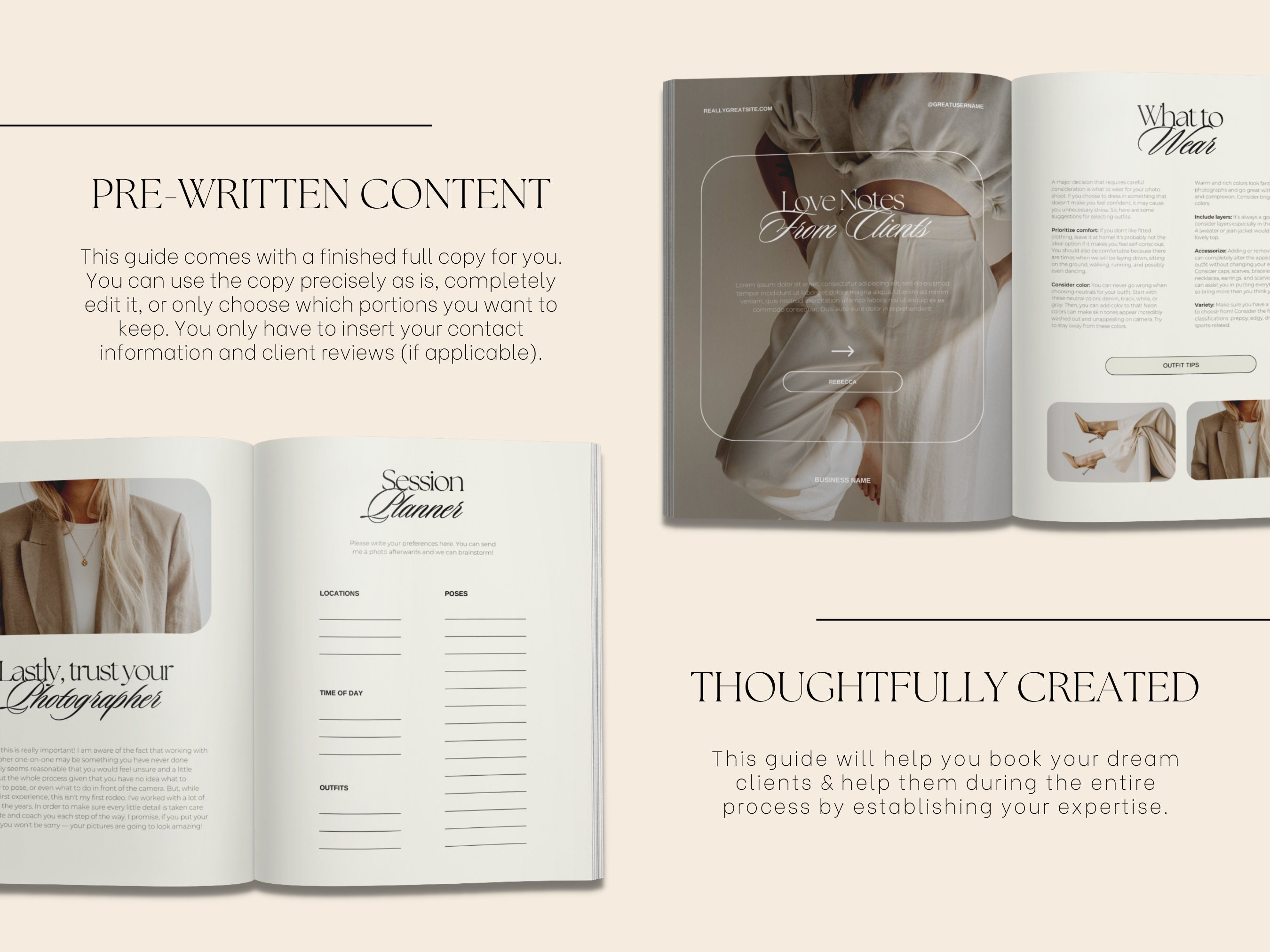 CANVA Modern Senior Session Guide With Content, Pre-written Welcome ...