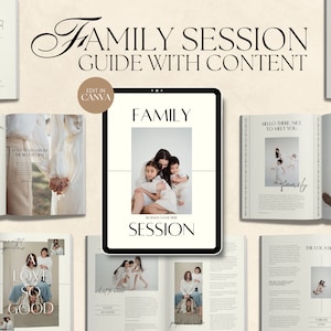 CANVA Modern Family Session Client Guide with Content, Pre-written Welcome Guide, Editable Photographer Guide with Copy, Magazine Template