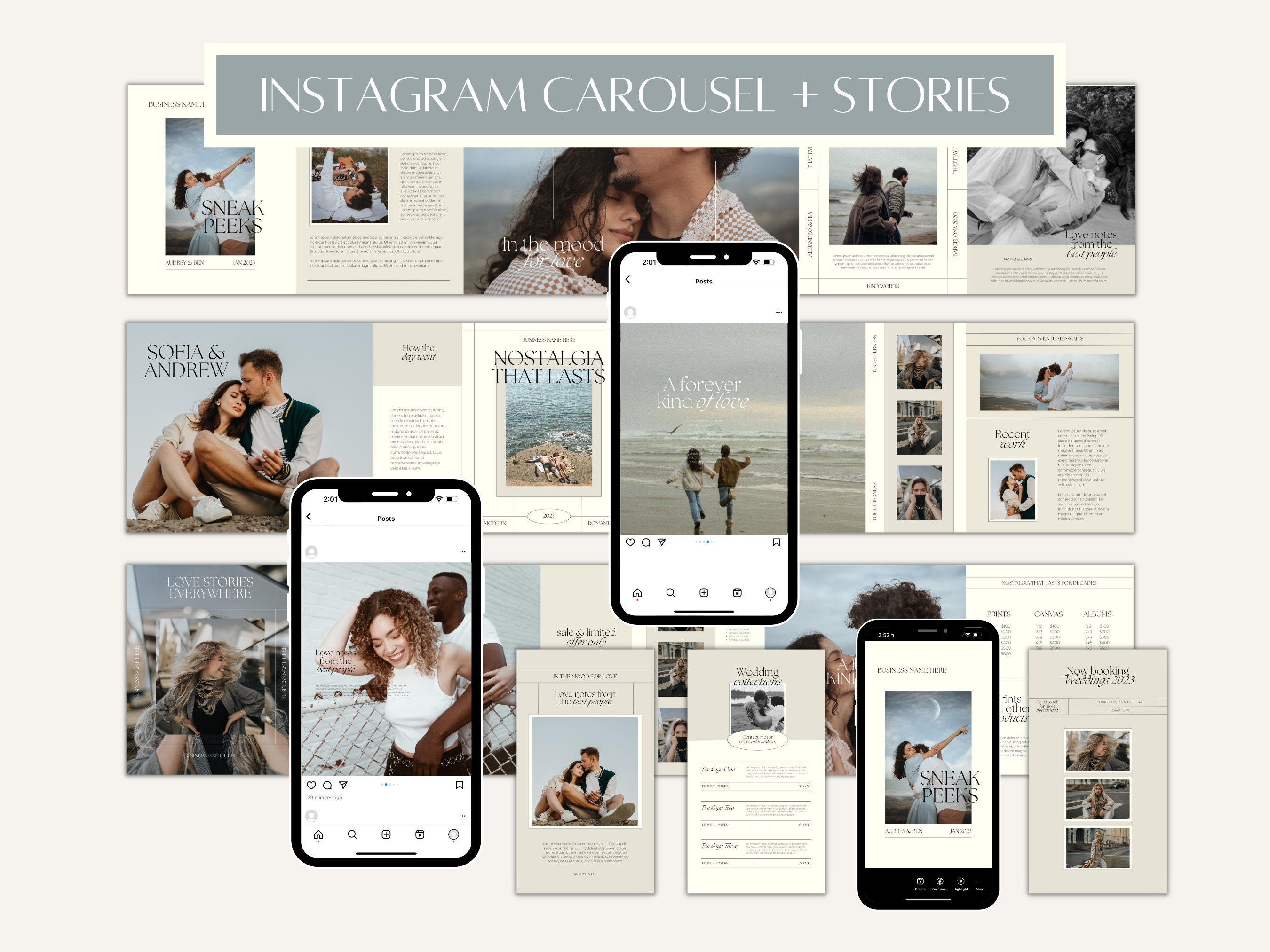 CANVA Modern Instagram Bundle Pack for Photographer, IG Post Carousel ...