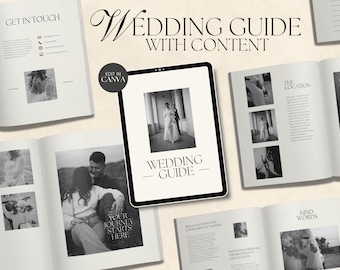 CANVA Modern Minimalist Wedding Photography Client Guide with Content, Pre-written Welcome Guide, Editable Elopement Magazine Template