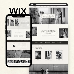Wix Website Template for Fine Art Wedding Photographer, Modern Minimalist Website Design, Black Photography Website, Creative Wix Web Design