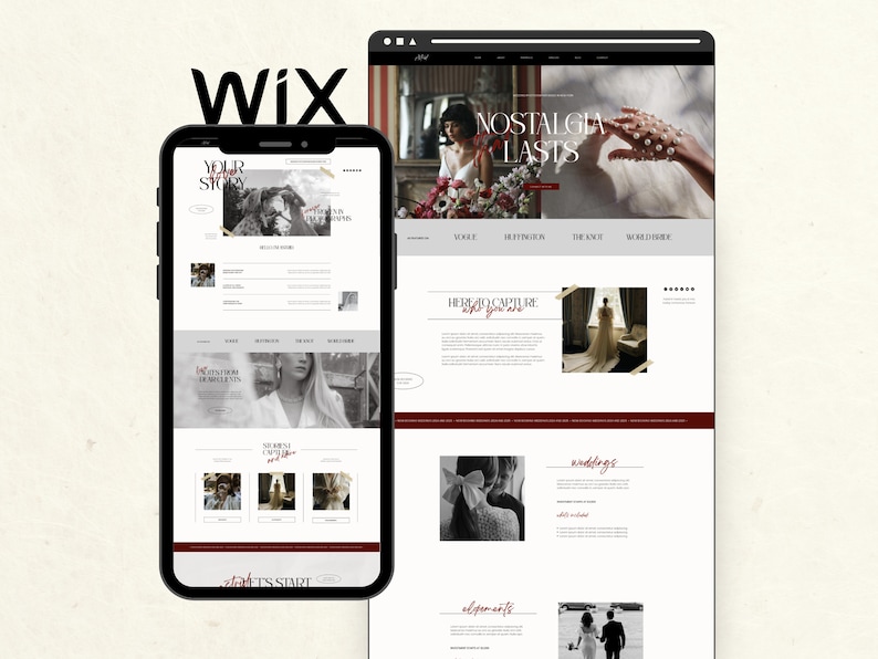 Wix Website Template for Wedding Photographer, Modern Editorial Red ...