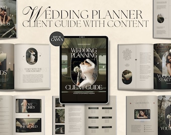 CANVA Modern Wedding Planner Client Pricing Guide with Content, Pre-written Welcome Guide for Wedding Planners & Coordinators, Book Template