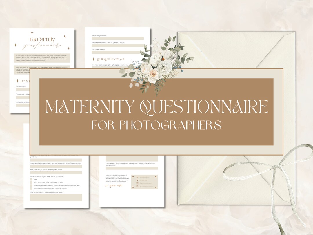 Maternity Session Photography Client Questionnaire Form Canva Etsy