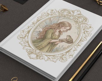 Diario de hadas amantes de los animales / Diario de tapa dura mate de estilo cottagecore con paleta de colores apagados y caprichosos