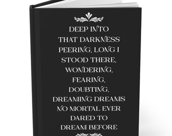 Diario de citas de Edgar Allen Poe / Poema del cuervo / Diario de tapa dura poética oscura mate