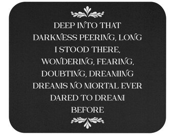 Alfombrilla de ratón Edgar Allen Poe / Poema del cuervo / Alfombrilla de ratón poética oscura