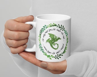 The Green Dragon Ceramic Mug | Tolkien Symbol Fantasy Lover Coffee Mug 11oz