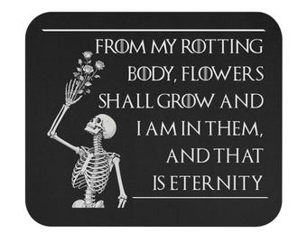 Alfombrilla de ratón con cita de Edvard Munch / Alfombrilla de ratón con poesía gótica de esqueleto