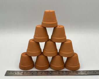 10 pack mini terra cotta pots for orchids, succulents, or craft projects.  3cm (~1”) and 4.5cm (~2”).