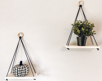 White Hanging Shelves, Decor Shelf, Plant Shelves, Hanging Display Shelf